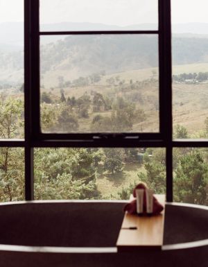 View from the bath at Hilltop cabin at Logan Brae