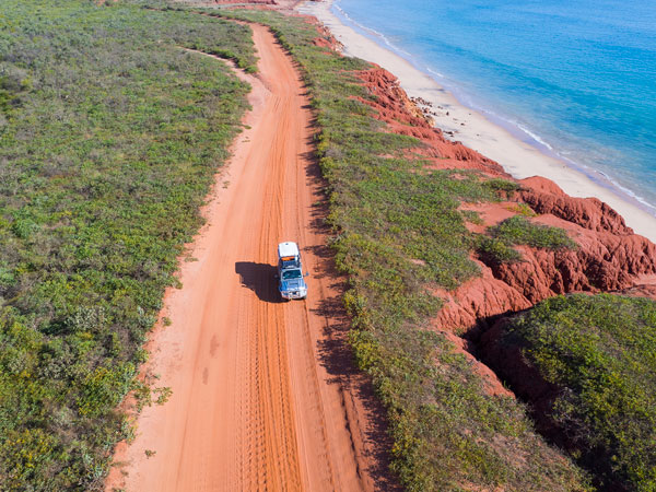 driving along Manari Road in Broome