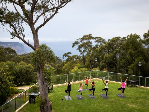 a morning yoga session at Fairmont Resort & Spa, Leura in the Blue Mountains