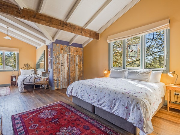 the bedroom at Straw Bale House, Old Leura Dairy