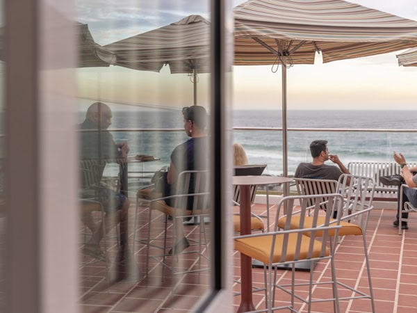 al fresco dining with coastal views at Peregrin, Merewether Beach 