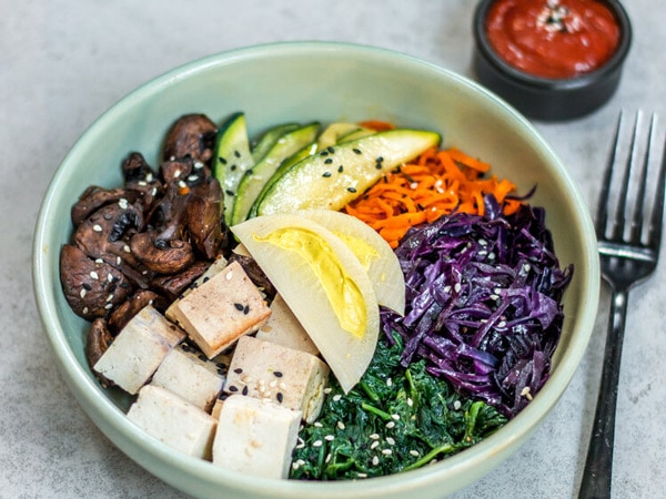 a close-up shot of a salad bowl on the table at Shift Eatery, Surry Hills
