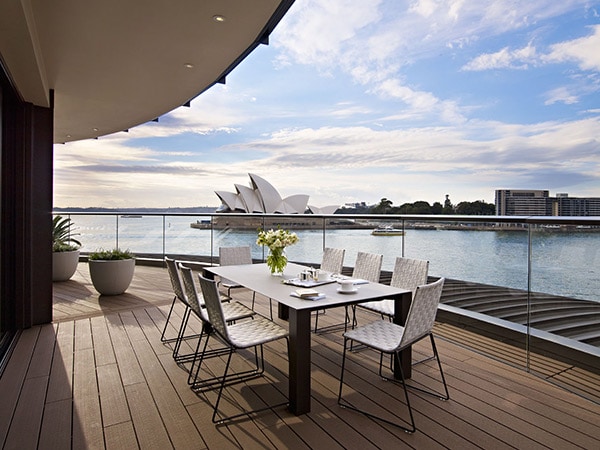outdoor terrace of sydney suite at Park hyatt sydney