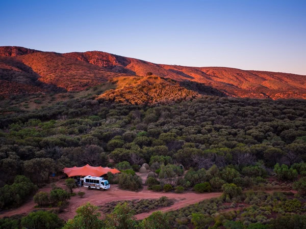 the view of Larapinta Trail and Charlie's Camp from above