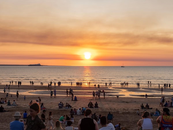 crowds at sunset on Mindil Beach