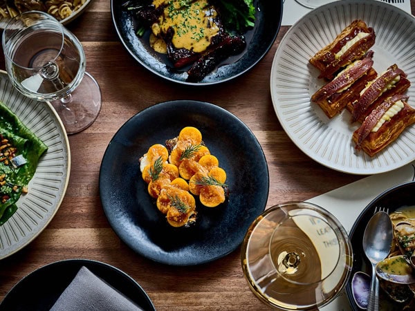 a table-top view of dishes at Humbug, Newcastle