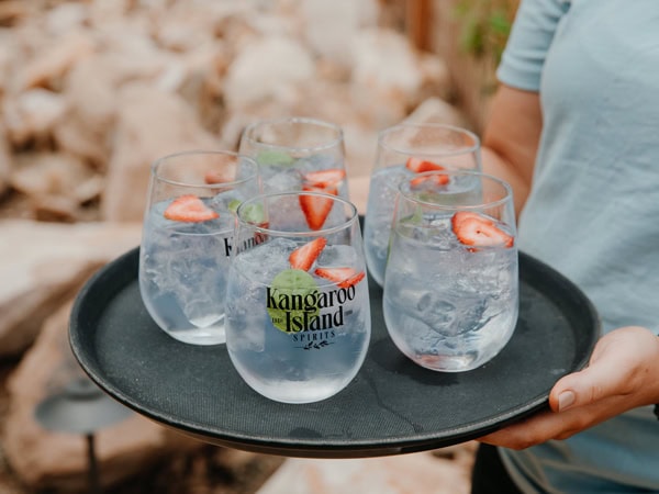 five glasses of Kangaroo Island Spirits