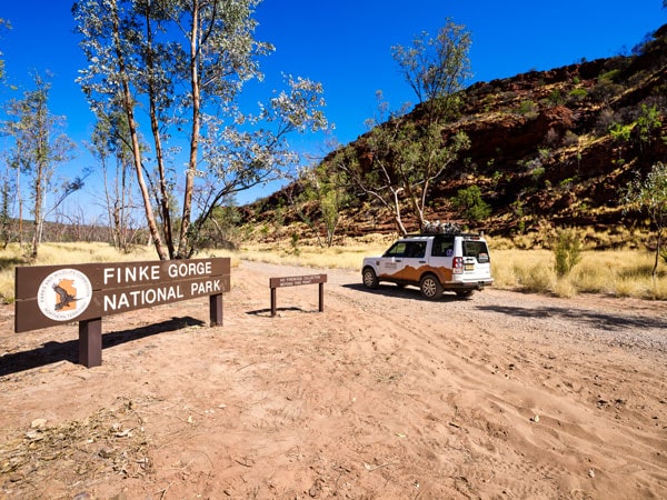 a 4WD entering Finke Gorge National Park