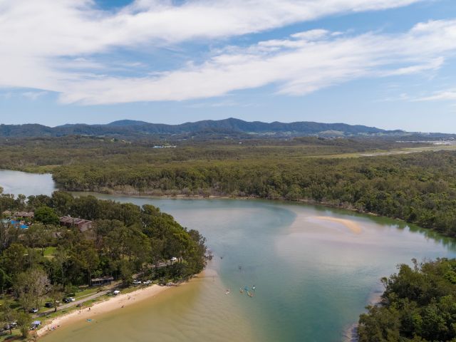 an aerial view of kayaks at C-Change Adventures, Sawtell