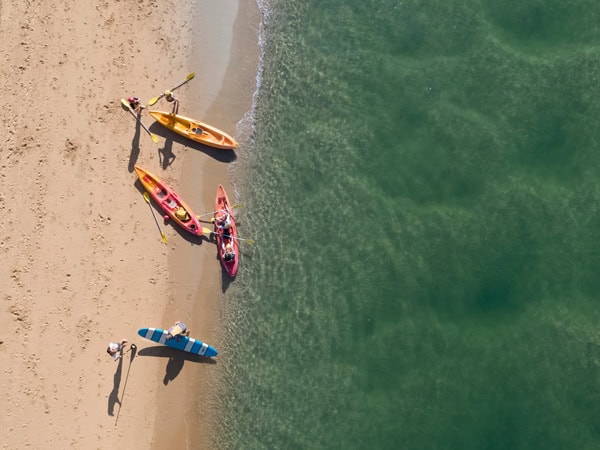 an aerial view of kayaks at C-Change Adventures, Sawtell
