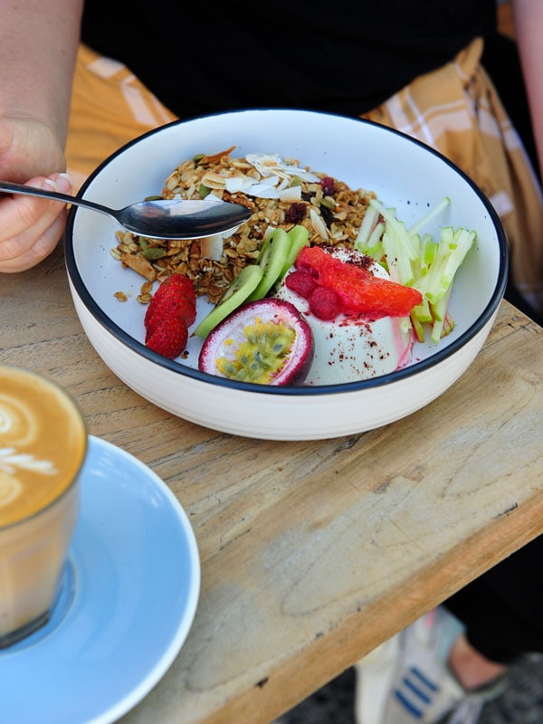 Muesli and coffee at Factory Espresso in Orange