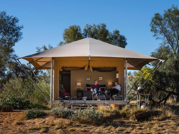 a glamping tent at Squeaky Windmill, Alice Springs