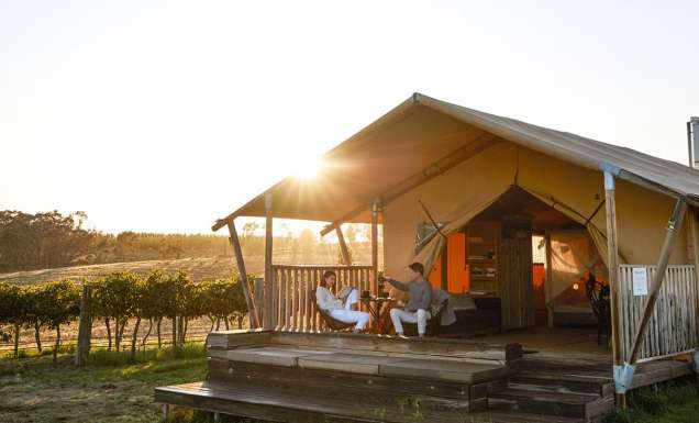 Couple enjoying a stay at Nashdale Lane Glamping