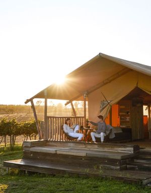 Couple enjoying a stay at Nashdale Lane Glamping