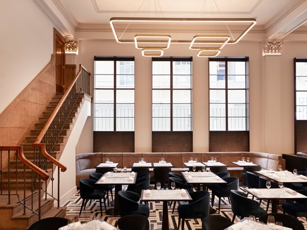 the sleek and modern dining interior of Luci restaurant in Melbourne