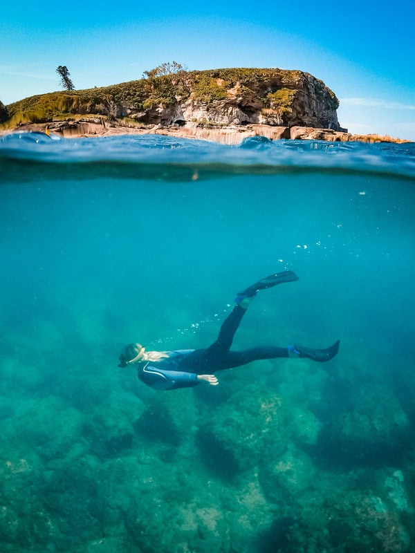diving beneath the waters of Mudijimba Island