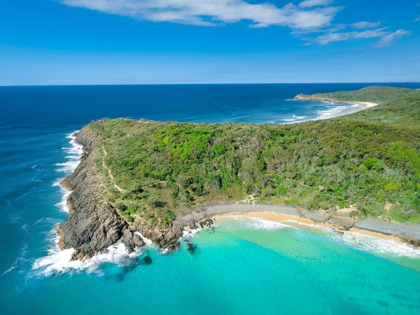 an aerial view of the Noosa National Park