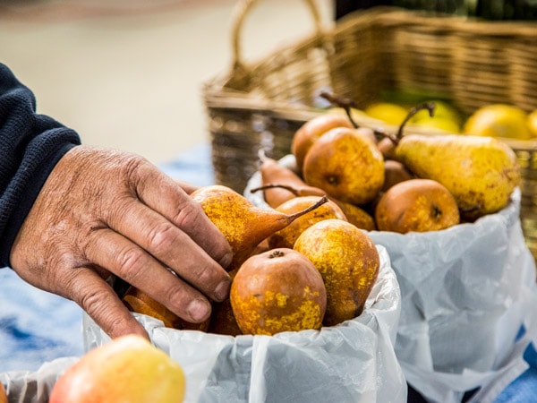 fresh pears available for purchase at the Orange FarmersMarket.