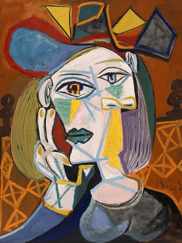 Pablo Picasso, Woman in a multicoloured hat (Tête de femme au chapeau), 1939, Museum Berggruen, © Succession Picasso/Copyright Agency, 2025, photo: © bpk/ Nationalgalerie, SMB, Museum Berggruen/Jens Ziehe