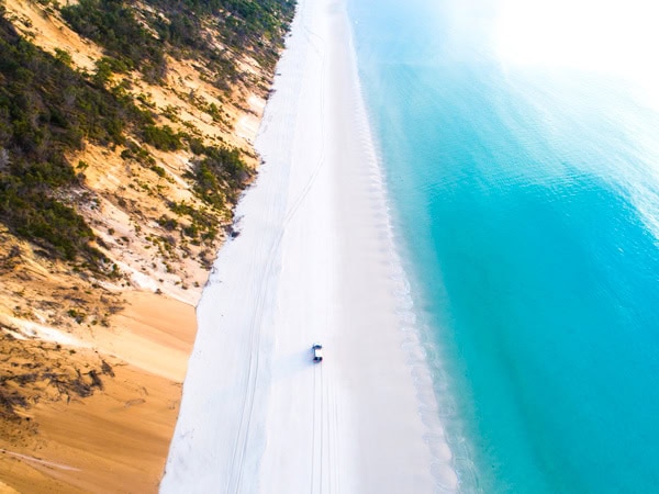 an aerial view of Rainbow Beach