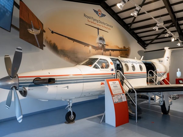 the plane on display at Royal Flying Doctor Service in Alice Springs