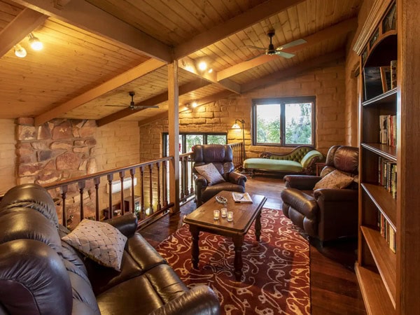 the reading area inside Sturt Desert Pea House