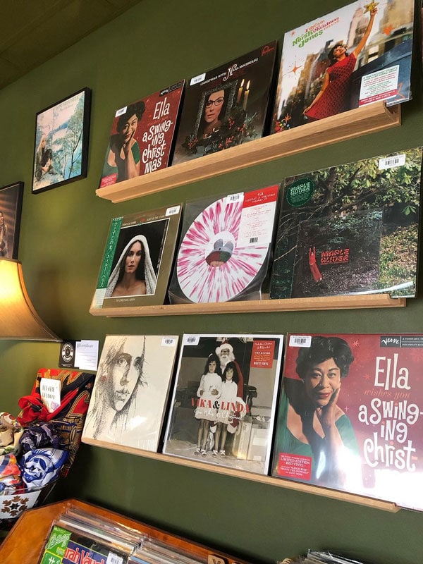 an all-female catalogue on display at Suffragette