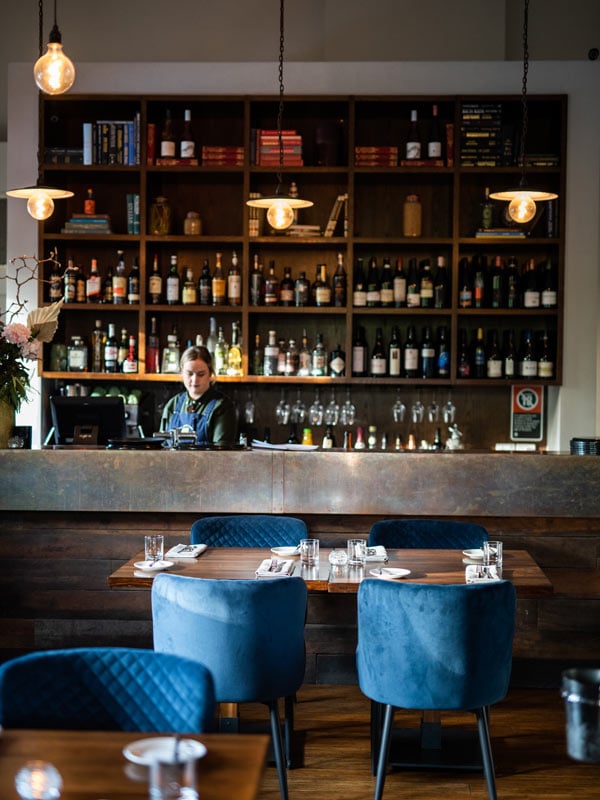 the bar counter at The Union Bank pub in Orange