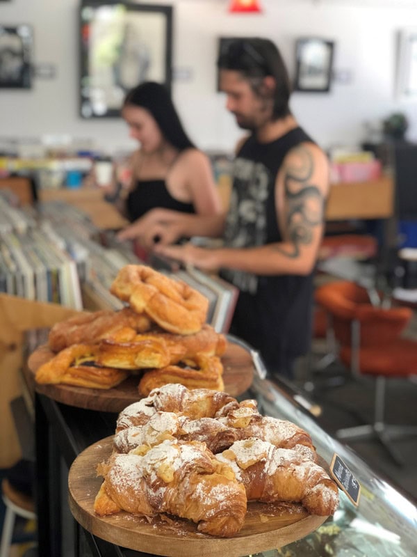 guests inside Wax Espresso Record Store and Cafe