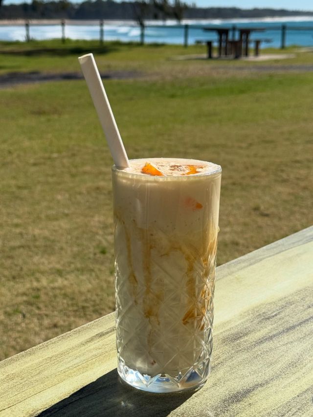 a fruit shake at Sandy Spoons Cafe, Coffs Harbour
