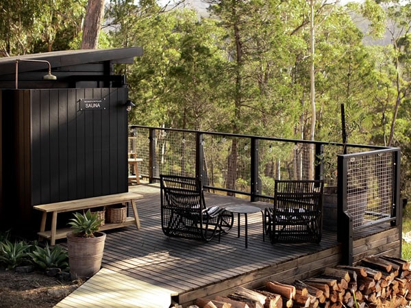 a traditional Finnish sauna at The Pavilion in Spring Beach, Tas