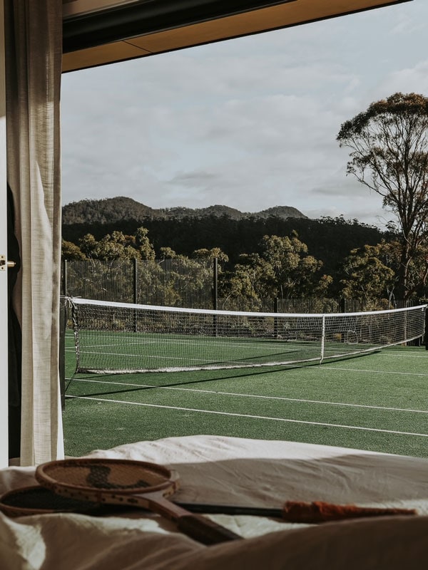 the tennis court view from The Pavilion, Spring Beach, Tas