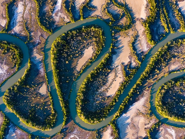a bird's-eye view of the Burketown River