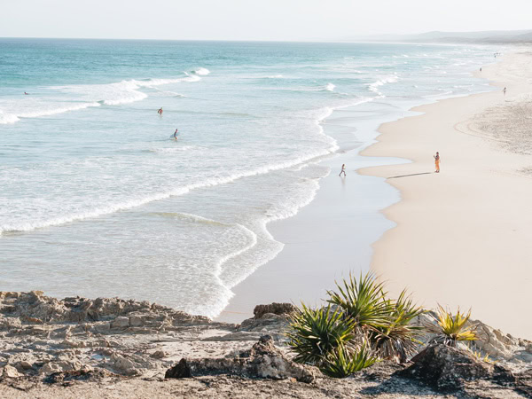 the wide shoreline at Main Beach, North Stradbroke Island