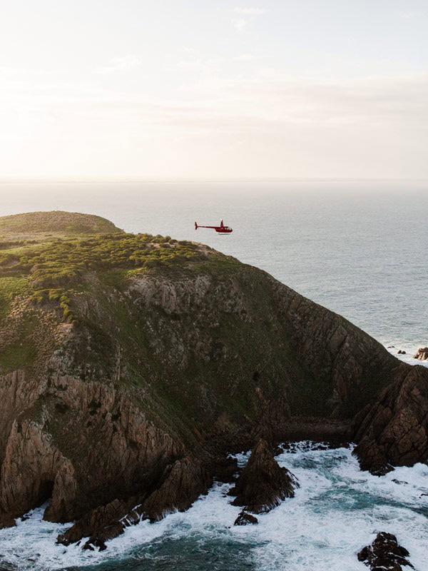 a helicopter above Phillip Island 