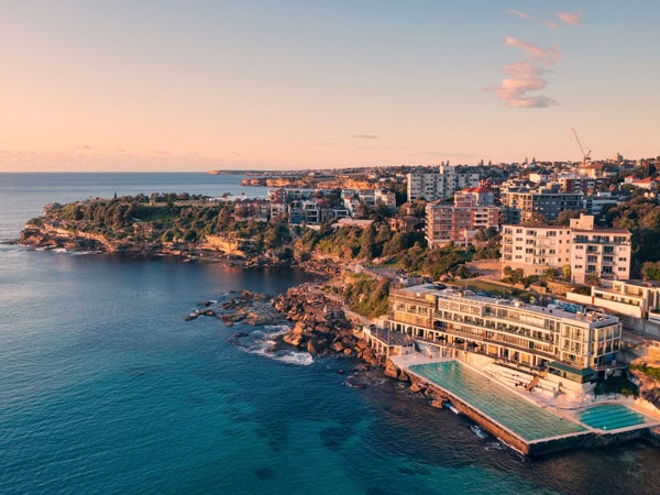 an aerial view of the Bondi Icebergs and surrounds
