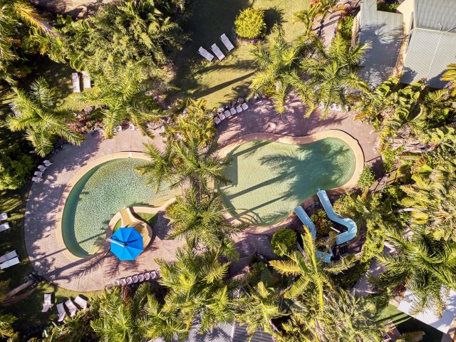 a lagoon-style pool at NRMA Darlington Beach Holiday Resort