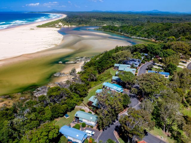 an aerial view of Big4 Sawtell Beach Holiday Park