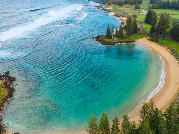 Aerial beach shot on Norfolk Island