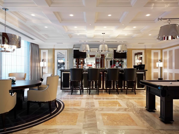 the living and dining interior of Presidential Villa; Crown Towers Melbourne