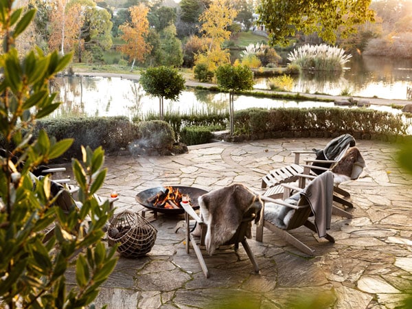 an outdoor fire setup at Daylesford Lake House