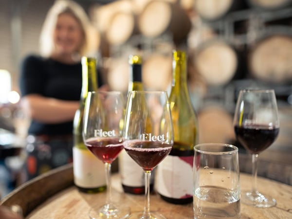 Fleet Wines glasses for wine tasting in Gippsland