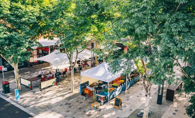 an aerial view of Coffs Coast Growers Markets