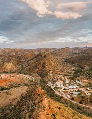 an aerial view of Arkaroola Village