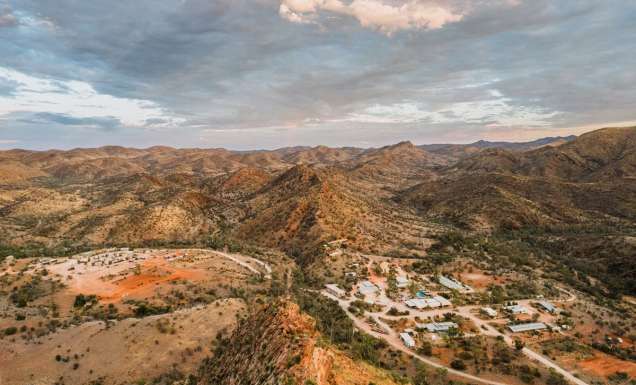 an aerial view of Arkaroola Village