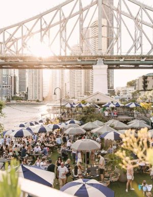 A sunny day at Felon Brewing Co. at Howard Smith Wharves in Brisbane