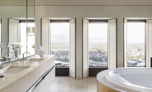 the bathroom with a private tub at Sofitel Imperial Suite