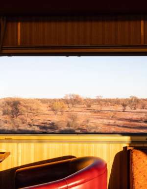The view of the outback outside on the Ghan