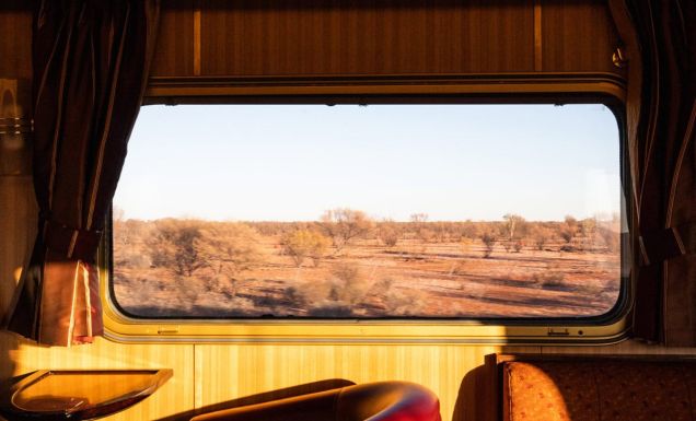 The view of the outback outside on the Ghan