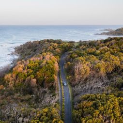 aerial shot of the Yamba Beach town